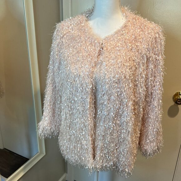 Alfani Silver Peony Pink confetti fringe jacket, Size Medium - Picture 10 of 12